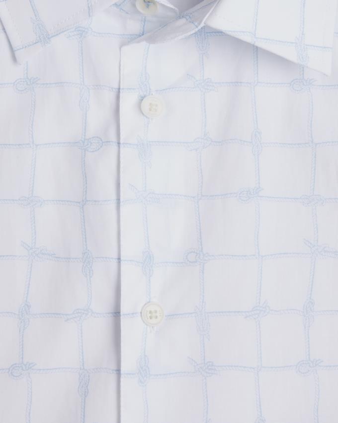 Chemises Ted Baker Short Sleeve Rope Print Check Blanche Homme | QRM-45980395